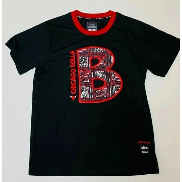 Chicago Bulls Two Hype Original 90's Team Kente Letter Performance T-Shirt L - Picture 1 of 2